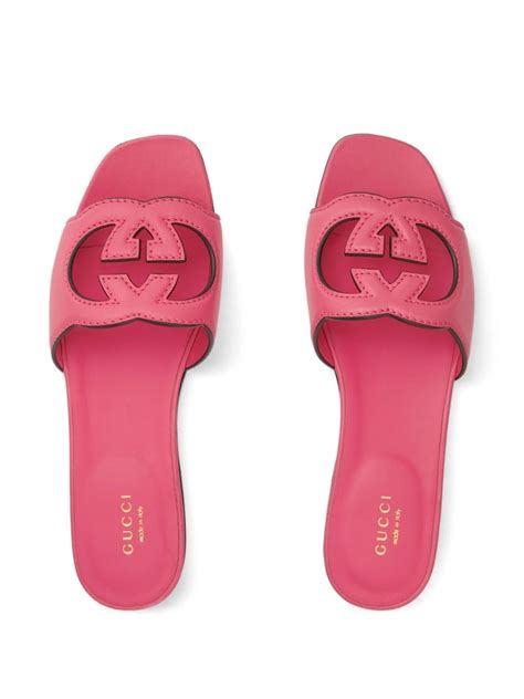 pink gucci sludes|Women's Interlocking G slide sandal in pink rubber .